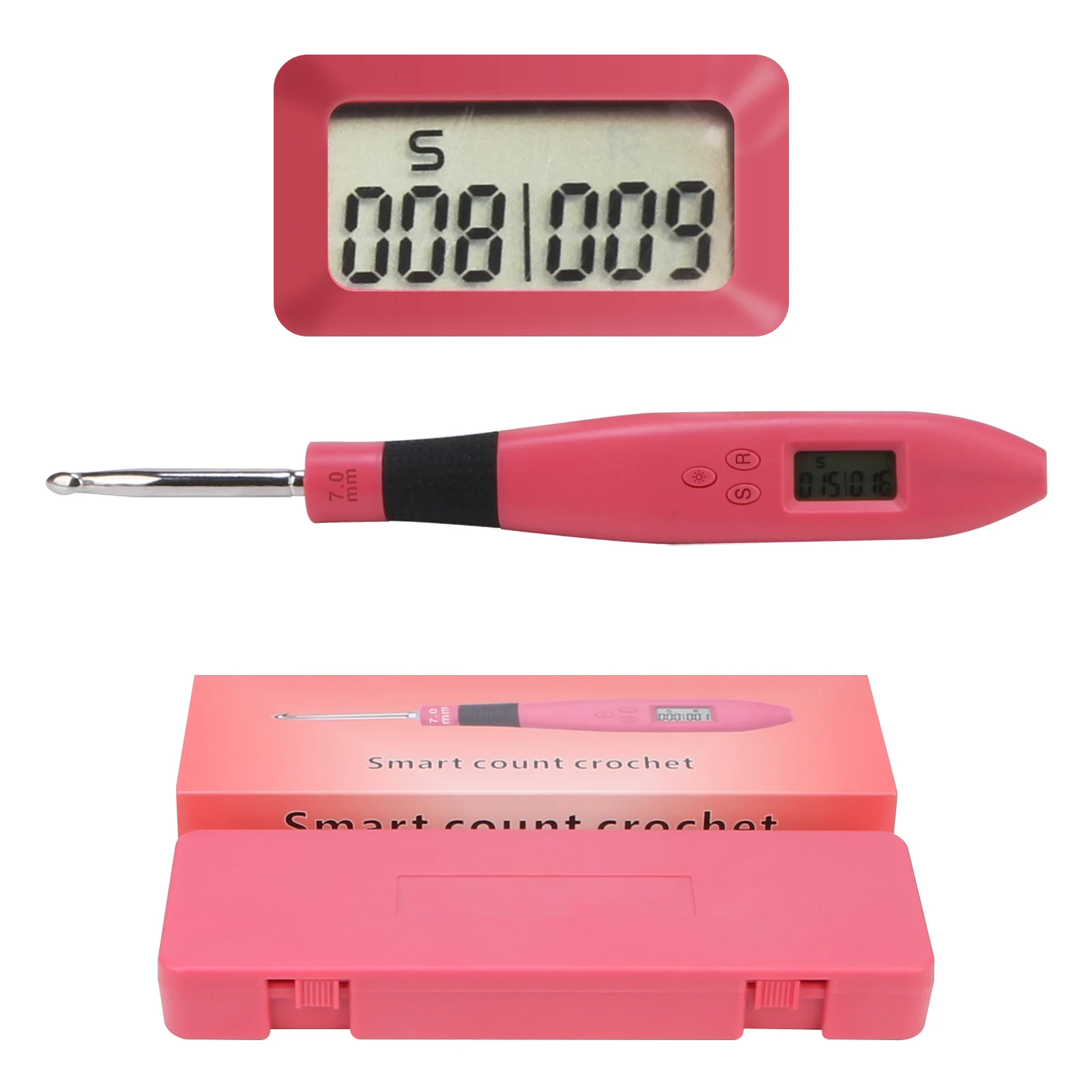 Fully automatic counting Set with LED Light and Stitch&Row Counter Digital Ergonomic Handle Knitting Kit DIY Tool for Beginner