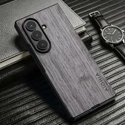 Premium Wood Grain PU Leather Phone Case - Elegant Cover for Galaxy Z Fold 8 Ultra (Light gray)