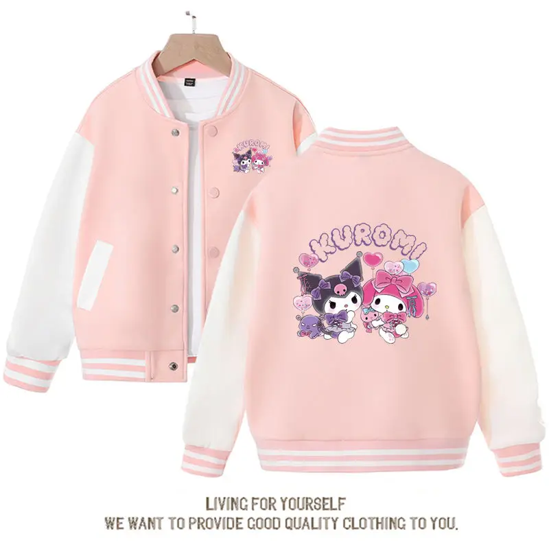 

Kawaii Sanrio Baseball Uniform Anime Kuromi My Melody Cute Cartoon Spring Autumn Top Casual Coat Jacket Sports Coat Girl Gift