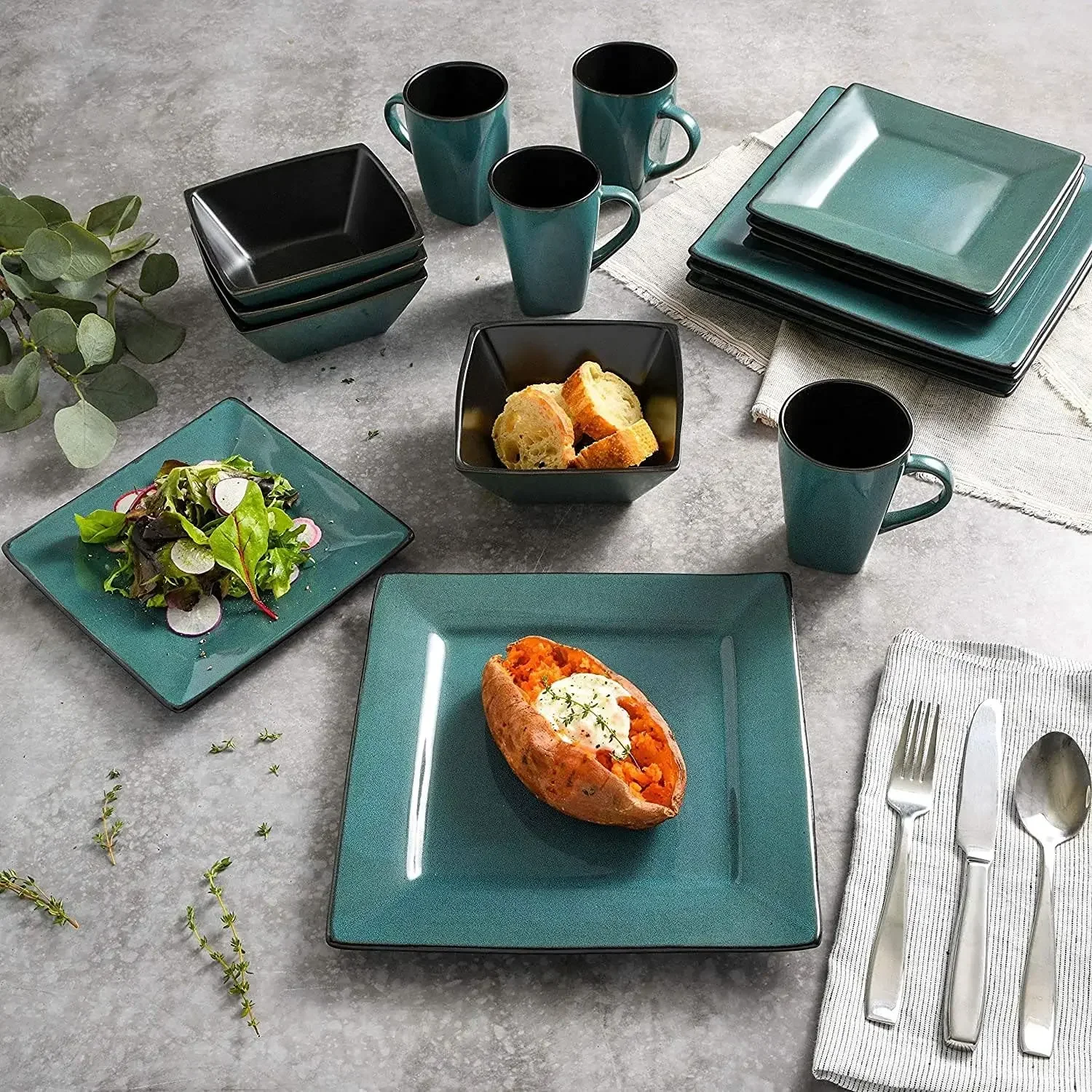 

beautiful dishes 16 Piece Dinnerware Set Service for 4, Turquoise