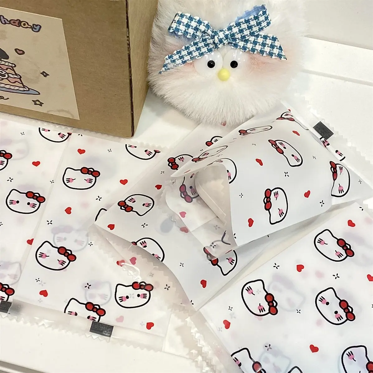 

100Pcs Kawaii Sealing Pocket Hello Kitty Pochacco Sanrio Anime Cute Snack Sticker Diy Accessories Storage Gifts Packing Bag Gift