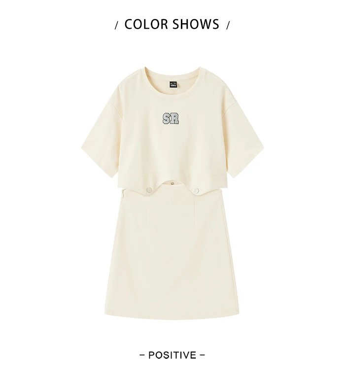 Dress Women Letter T-Shirt Solid Color New Summer Short Suit Two-Piece Set