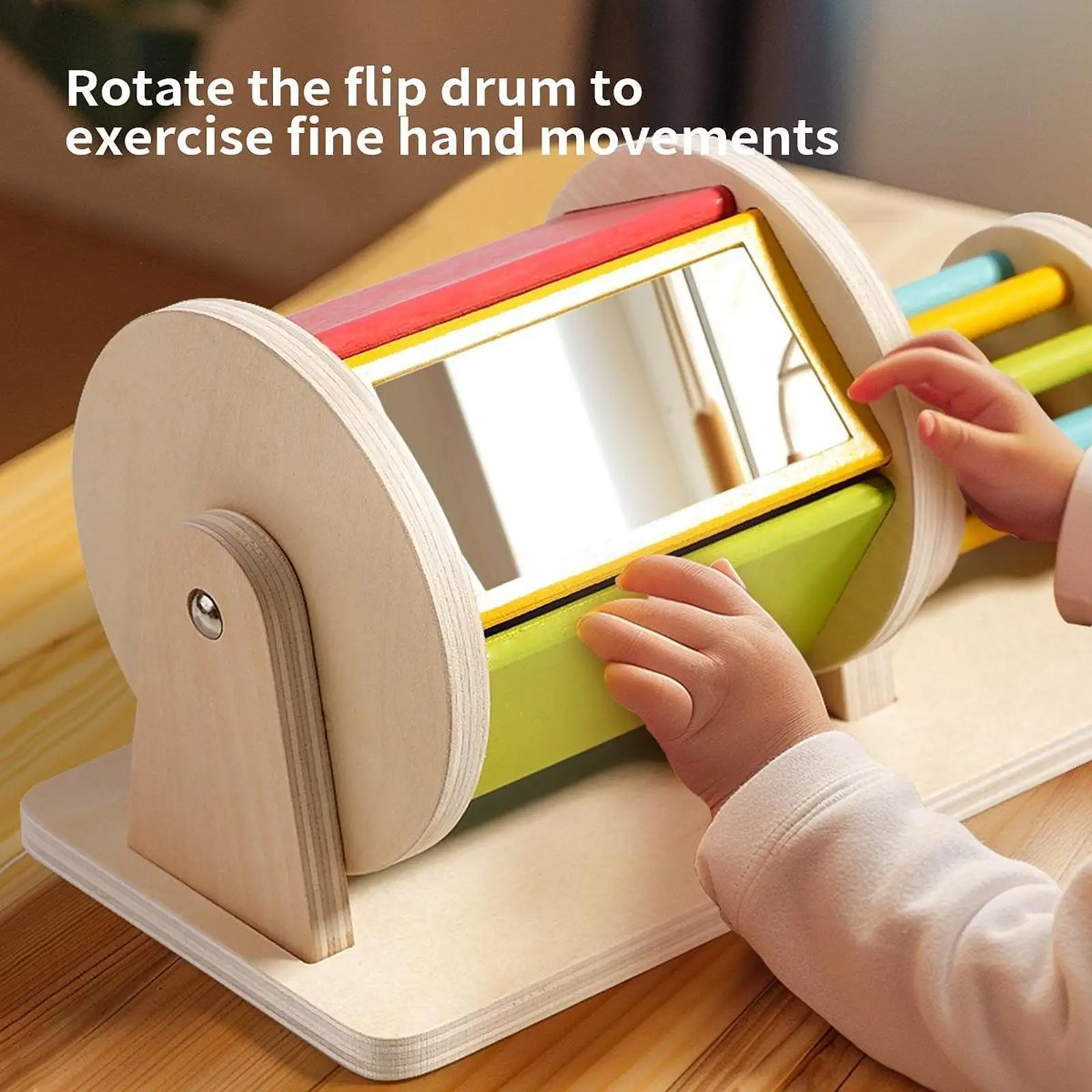 Rotating Drum Baby Toy with Mirror Sensory Development Toy Educational Toy for 1-3 Year Old Baby Children Boys Girls Infant