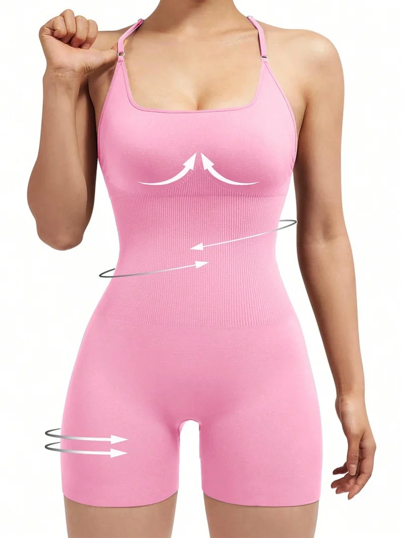Sexy Fitness Jumpsuit Women Cross Adjustable Sports Playsuit Running One Piece Yoga Suit Scrunch Shorts Backless Set Romper Best Sellers In Women's Clothing