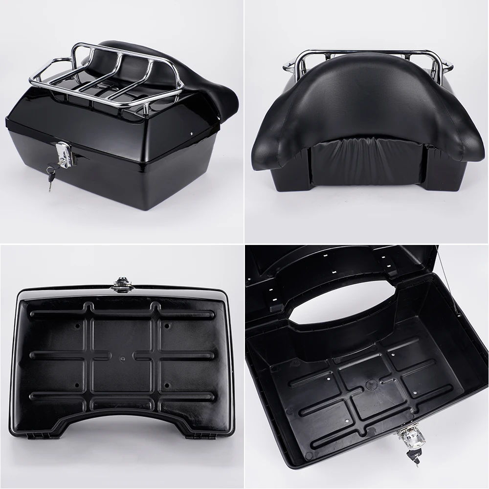 48L Motorcycle Trunk Rear Storage Box Tail Luggage Trunk Case Toolbox Backrest Pad Scooter Motorbike Universal