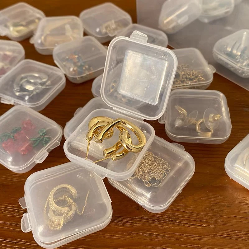 12/1Pcs Transparent Storage Box Jewelry Container Plastic Square Box Case Organizer Packaging For Jewelry Beads Earrings Storage 3