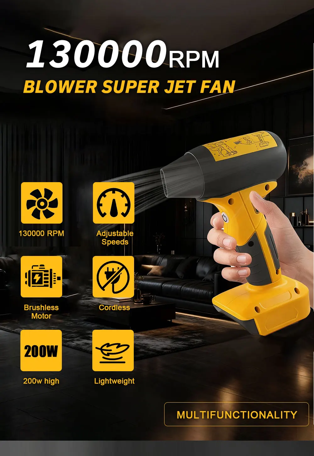 Portable Turbo Fan Violent Fan Brushless Motor 130000 RPM High-Speed Household A