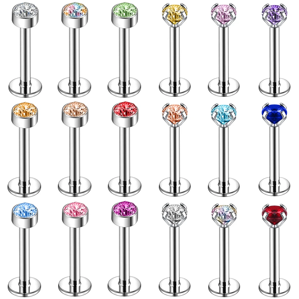 Set Orecchini A Perno In Acciaio Inox Con Zirconia: 6/10 Paia Per Piercing Multipli