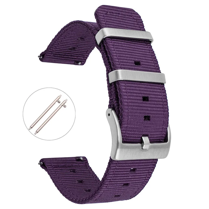 Woven Nylon Strap with Stainless Steel Hoop - Quick Release Universal Watch Band Bracelet
