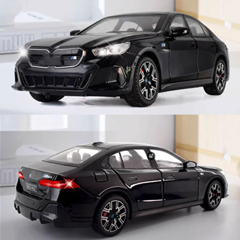 1:24 BMW i5 M60 Alloy Sports Car Model Diecast Metal Limousine Pure Electric Vehicles Car Model Simulation Sound Light Kids Gift 3