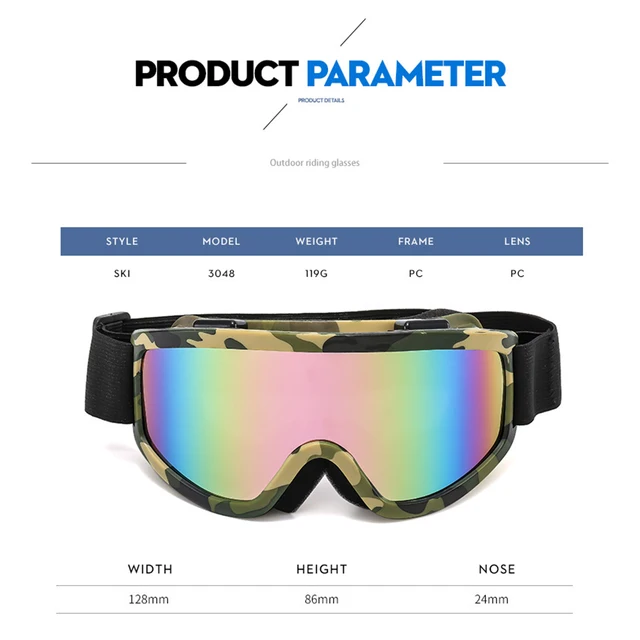 Large Frame Ski Goggles with Colorful Lens 3