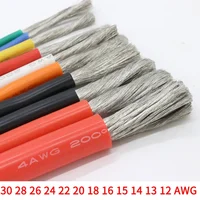 1 M/5 M 30 28 26 24 22 20 18 16 15 14 13 12 AWG ทนความร้อนสาย Ultra Soft ซิลิโคนลวดทองแดงยืดหยุ่นสูงอุณหภูมิ 1