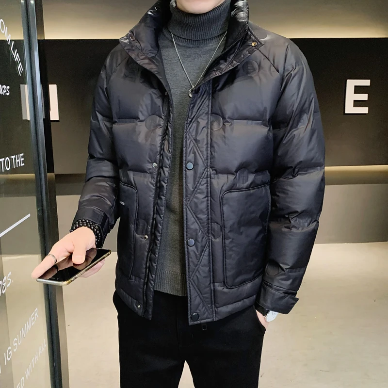 High Quality Autumn Winter Duck Down Jacket Men's Solid Color Stand Collar Warm Puffer Coat Outwear Plus Size M-5XL Thick Parkas