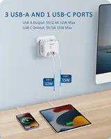 LENCENT Wall Socket Extender with 3 AC Outlets 3 USB Ports And1 Type C 7-in-1 EU Plug Charger On/Off Switch for Home - Image 4