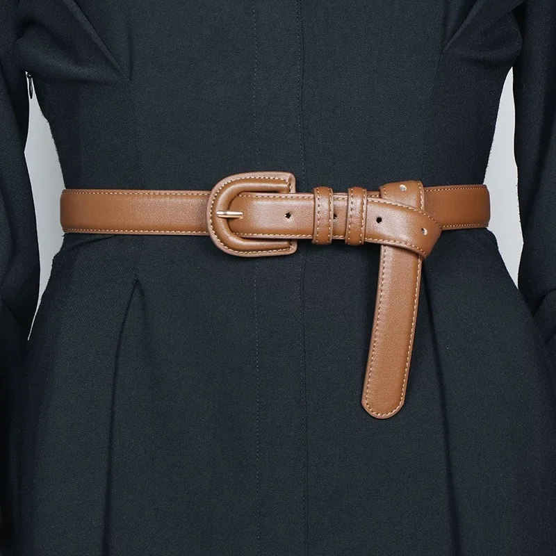 Modischer Damen-Ledergürtel Luxuriöser Schmaler Designer-Gürtel Vintage-Schnalle Vielseitiger Dekorativer Gürtel für Mantel, Kleid und Jeans – Detail 10