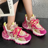Women Platform Sneakers Casual Outdoor Mixed Colors Design Shoes Versatile Trend Sneaker Comfortable Lace Up Running Sport Shoes 1