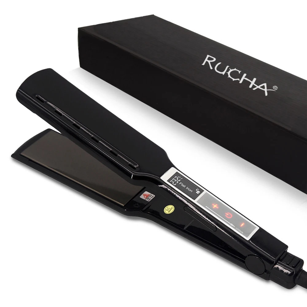 Hair Straightener Smart Touch Screen Titanium Wide Plate Flat Irons Fast Heating Professional Straightening Irons Dual Voltage