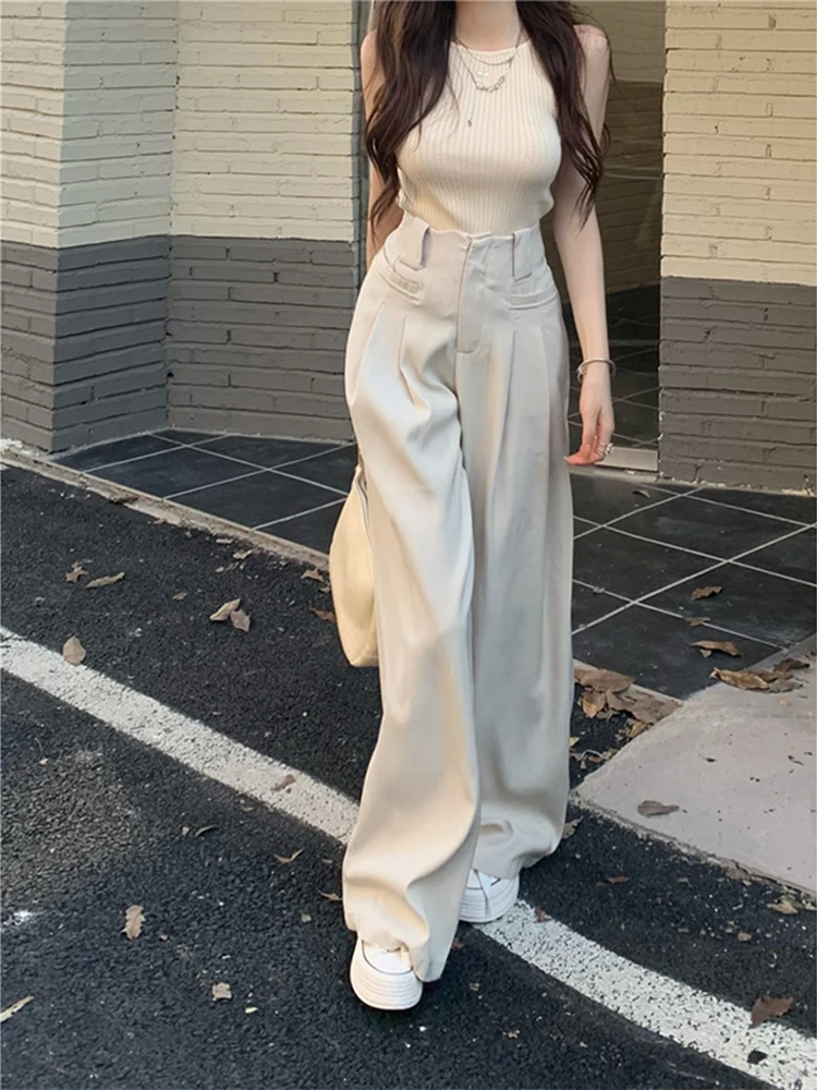 

Solid Color Casual Loose Versatile Street Breathable Light Summer Vitality Women's Straight Wide Leg Pants Trousers