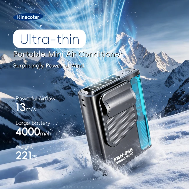 Ventilateur multifonctionnel à suspendre à la taille, 4000 mAh, mini ventilateur rafraîchissant, cinq vitesses, portable, rechargeable, avec affichage numérique 1