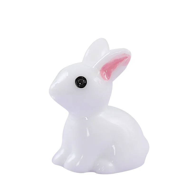 

10PCS Mini Resin Bunnies Miniature Figures 3D Little White Rabbit Ornament Micro Landscape Dollhouse Decoration Diy Crafts