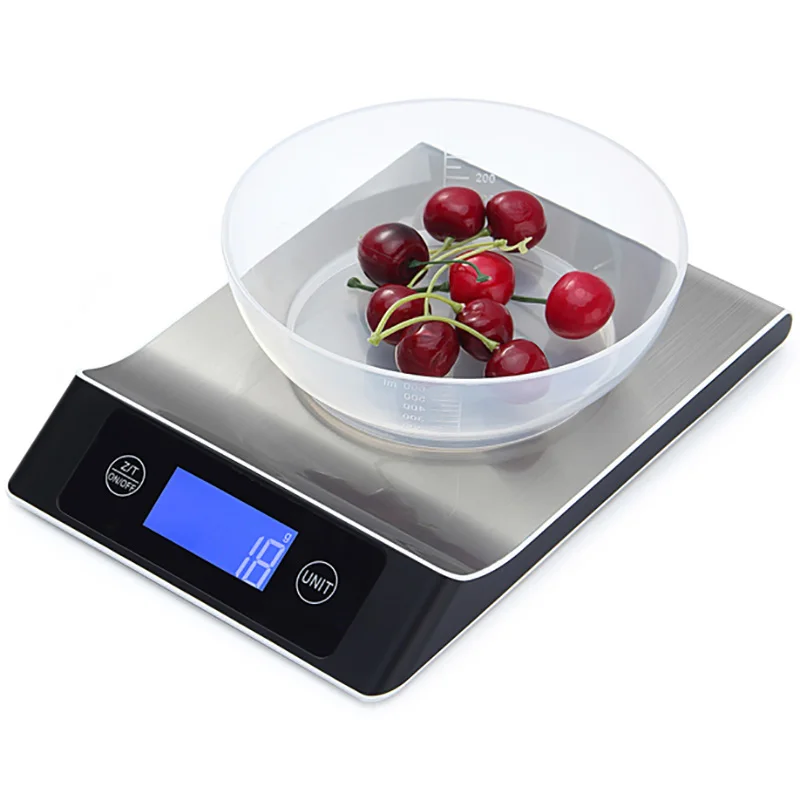 주방 전자 디지털 저울 15Kg/1g 무게 식품 요리 베이킹 커피 저울 스마트 스테인레스 스틸 디지털 저울 그램
