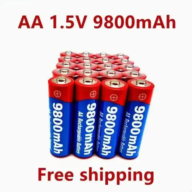 

2023 New4~20pcs/lot Brand AA rechargeable battery 9800mah 1.5V New Alkaline Rechargeable batery for led light toy mp3