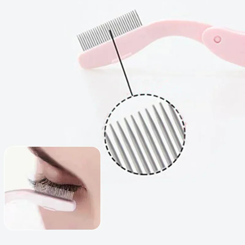 Makeup brushes Foldable Ultra-fine Stainless Steel Eyelash Brush Lash Separator Eyebrow Eyelashes Extension Comb Eyelash Curler Makeup Tools