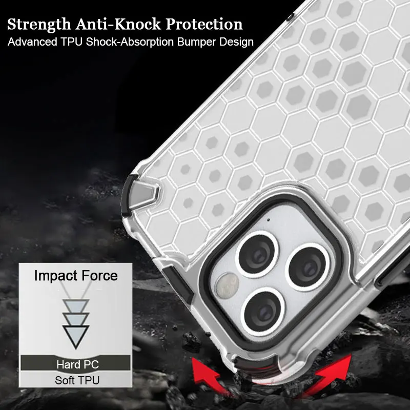 Shockproof Honeycomb TPU Armor Phone Cover | Translucent Protective Case