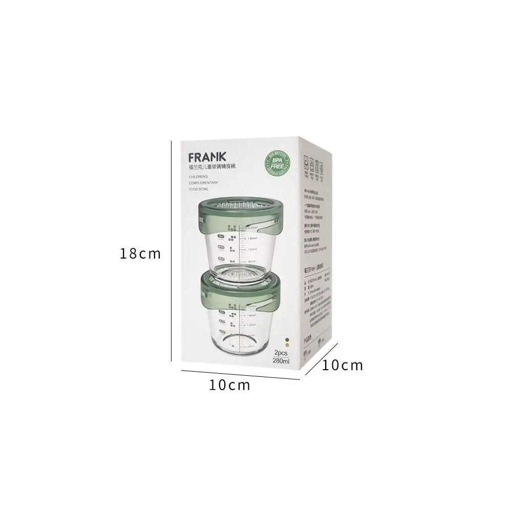 2PC 280ml Sealed Glass Bowl Microwaveable Fresh-keeping Refrigerator Sealed Jar Glass Food Storage Box Large Capacity 6
