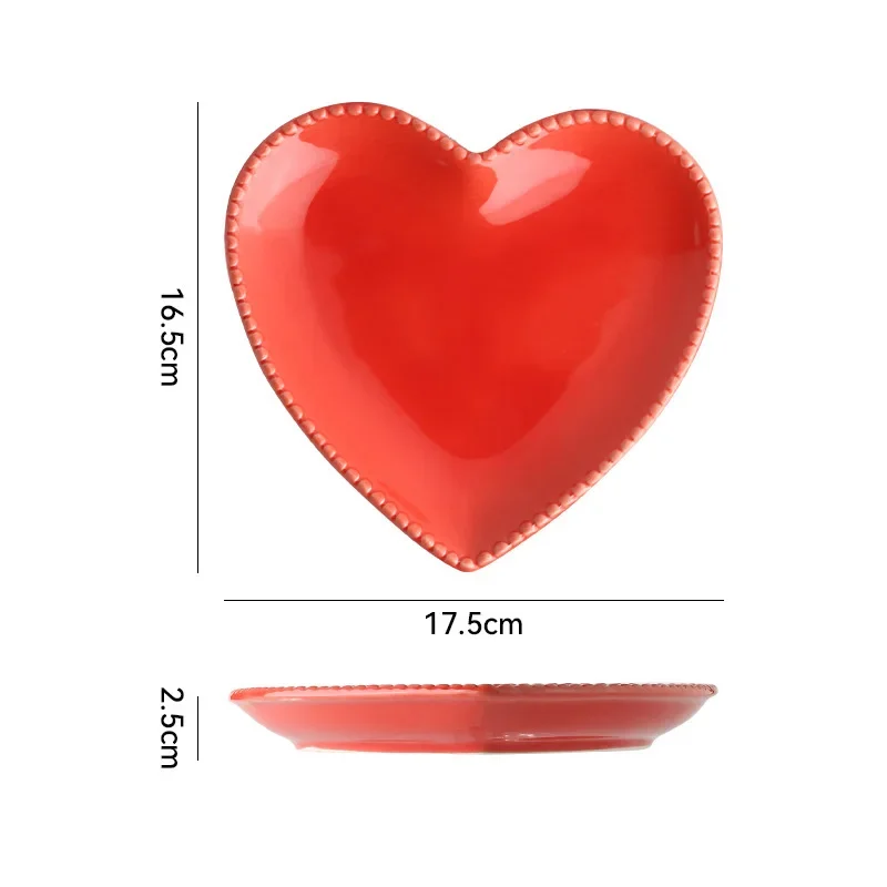 Creative Heart-shaped Plate Ceramic Dinner Plate for Salads, Desserts and Steaks Kitchen Party Cake Disk Kitchen Utensils