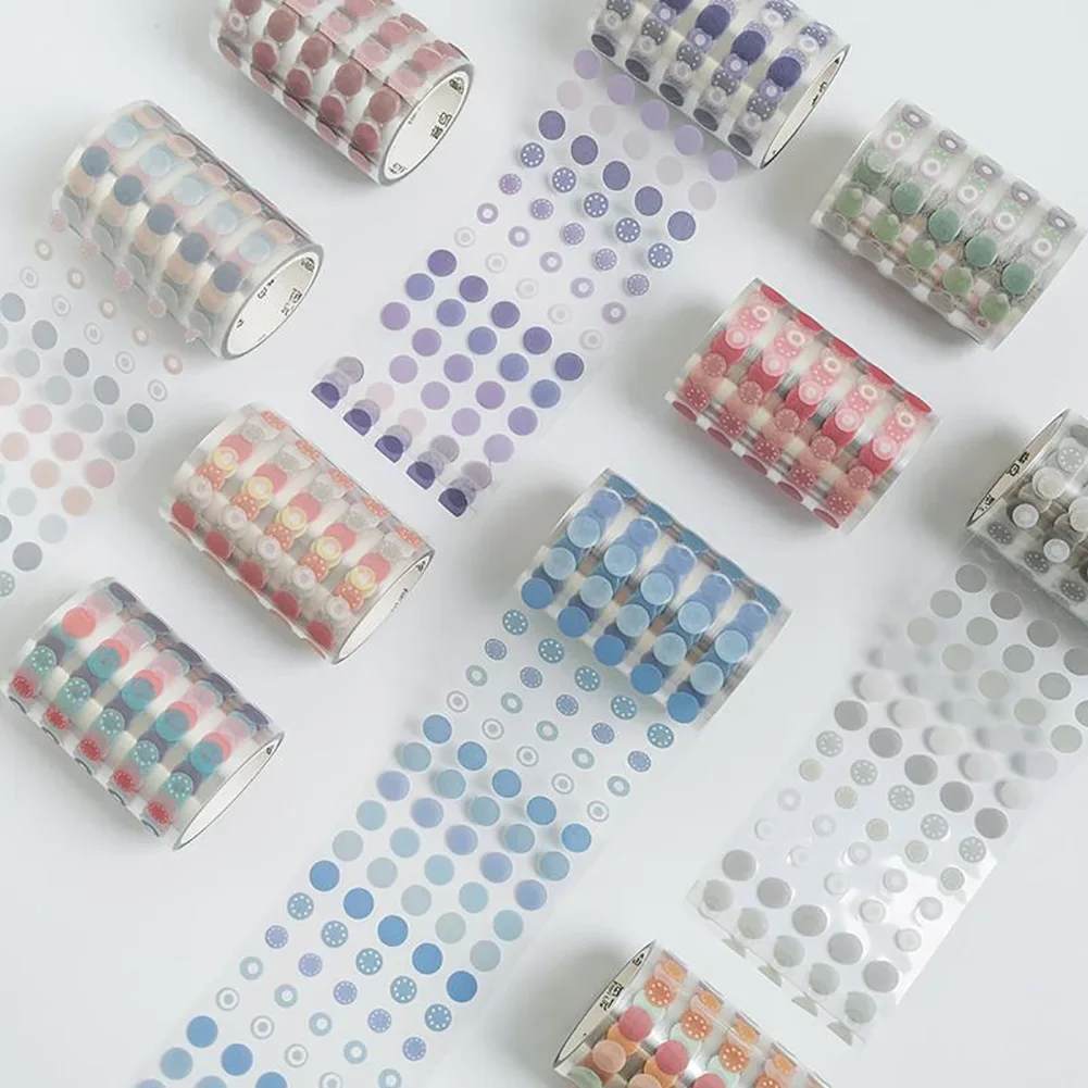 와시 도트 테이프 라운드 스티커, 도트 마스킹 접착 장식, 스크랩북 DIY 일기 플래너 문구, 1250 개 롤
