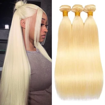 613 Honey Blonde bone Straight Human Hair Bundles Virgin Hair Extensions Brazilian Hair Weave 1/3/4 Raw Hair Bundles 10-46inch 1