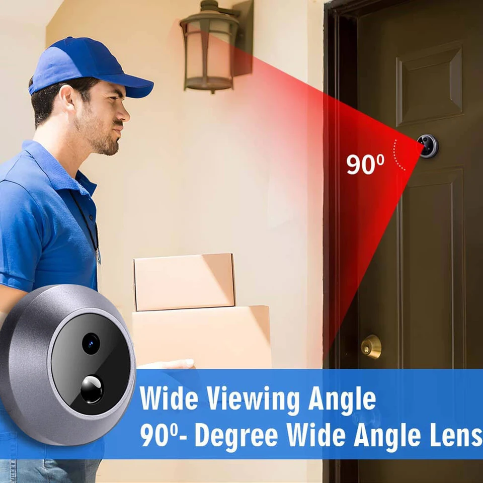 Mini Peephole Smart Wireless Door Viewer Camera PIR Motion Detection Digital Door Viewer 2.8 Inch Doorbell Door Camera 2000mAh