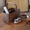 Curved Wood Solid Wood  Storage Box Desktop End Table Hallway Sundries  Outdoor Portable Tea Set Storage Basket 4