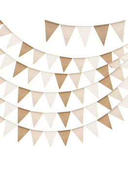 13X17cm Thick Linen Hanging Pennant Banner - Reusable Three-Color Gradient for Vintage Party Holiday Wedding Outdoor Decor 1