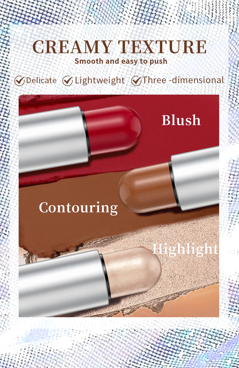 Description Picture 4 of itemQIBEST Highlighting&Bronzer Stick Face Brightening Blusher Rouge Concealer Pen Long Lasting Highlight Contouring Makeup