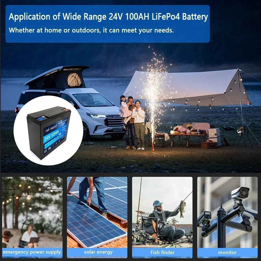 24V 100AH LiFePO4 32700 Battery Built-in 120A BMS RV Rechargeable Lithium Iron Phosphate Solar Marine Overland Off-Grid Battery