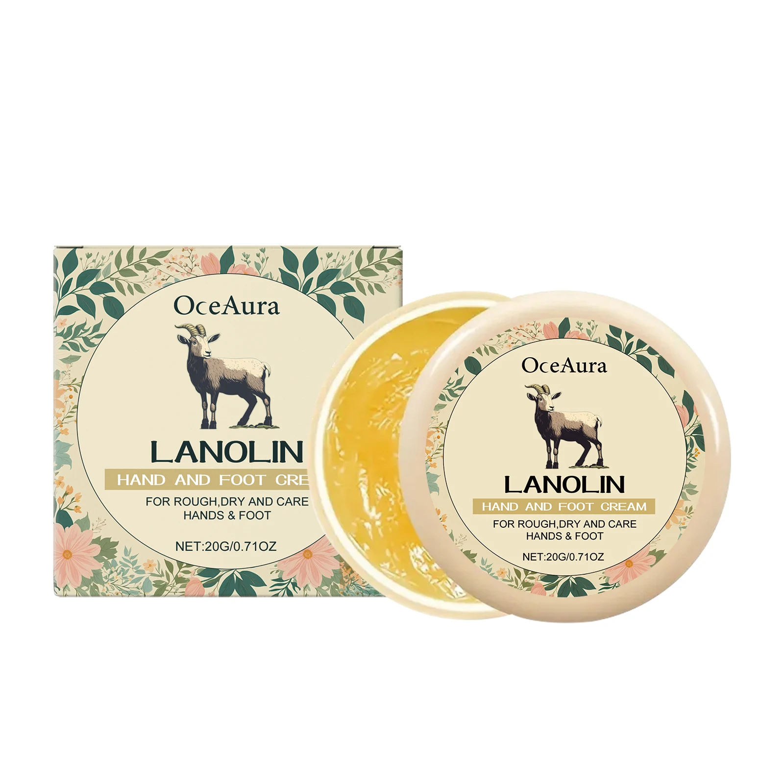 קרם לחות לידיים ורגליים Lanolin לעור יבש וגס, מניעת סדקים, שיפור עור יבש, פילינג וטיפוח העור 20 גרם