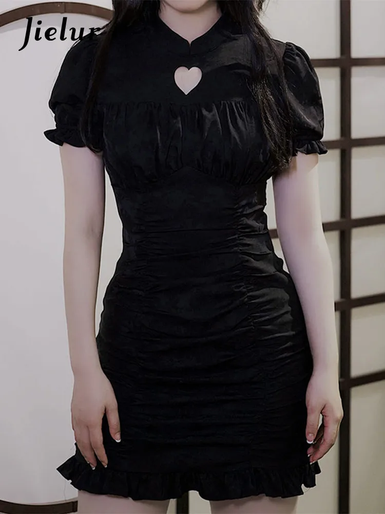 

Jielur Black Vintage Dress French Bodycon Designer Elegant Mini Dress Female Korean Gothic Beach Party Sexy Dress Summer 2022