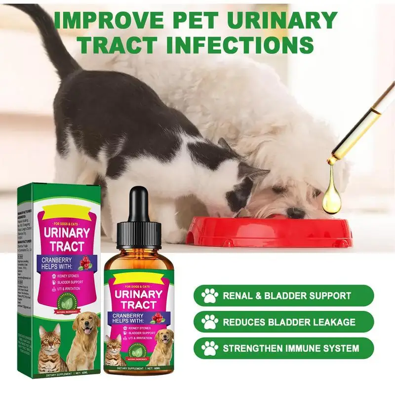 Pet UTI Treatments 60ml Cat Bladder Drops For Urinary Tract Care Multifunction
