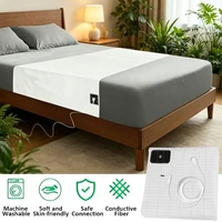 Draps de mise à la terre plats, compatibles avec toutes les tailles de lit, avec cordon conducteur connecté à la terre, en coton et fibre d'argent pour un meilleur sommeil 1