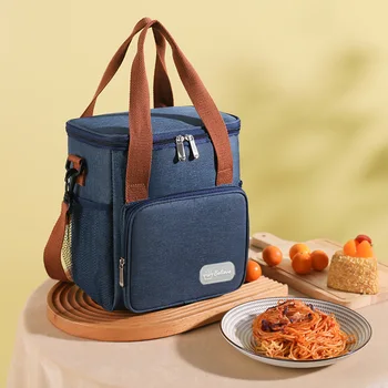 1pc Outdoor thickened lunch box bento bag with high square insulation outdoor fresh-keeping lunch bag can be carried by hand