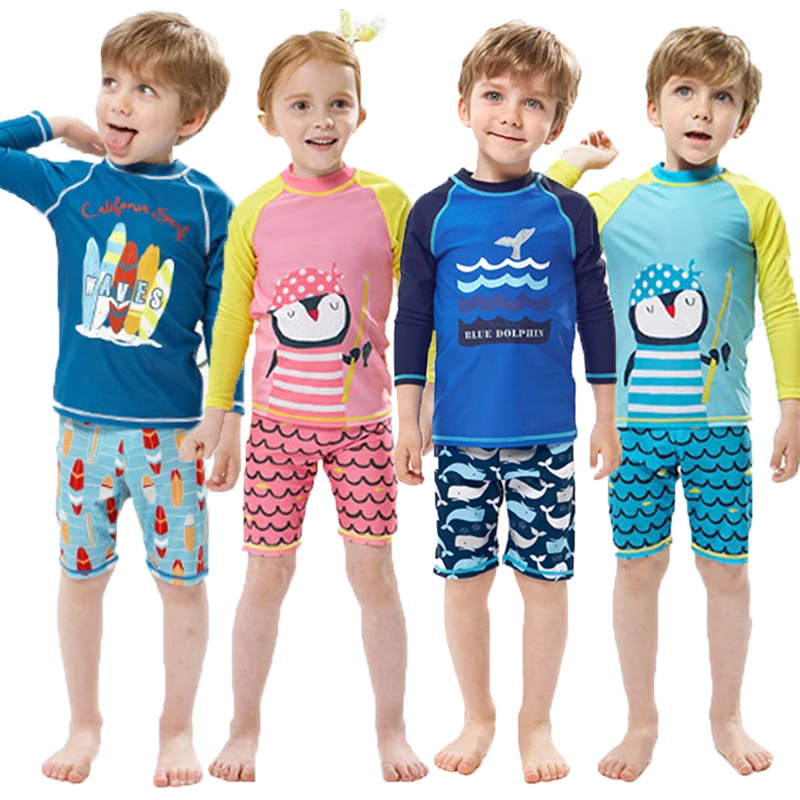 Children's Cartoon Swimsuit 2pcs Set Boys Swimwear Cool Print Summer Baby Swimming Clothes  Beach Surfing Teen Bathing Suits - 5