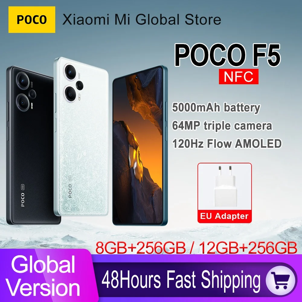 Xiaomi POCO F5 5G (256GB+12GB) GSM Factory Unlocked 6.67 120Hz 64MP  5000mAh NEW
