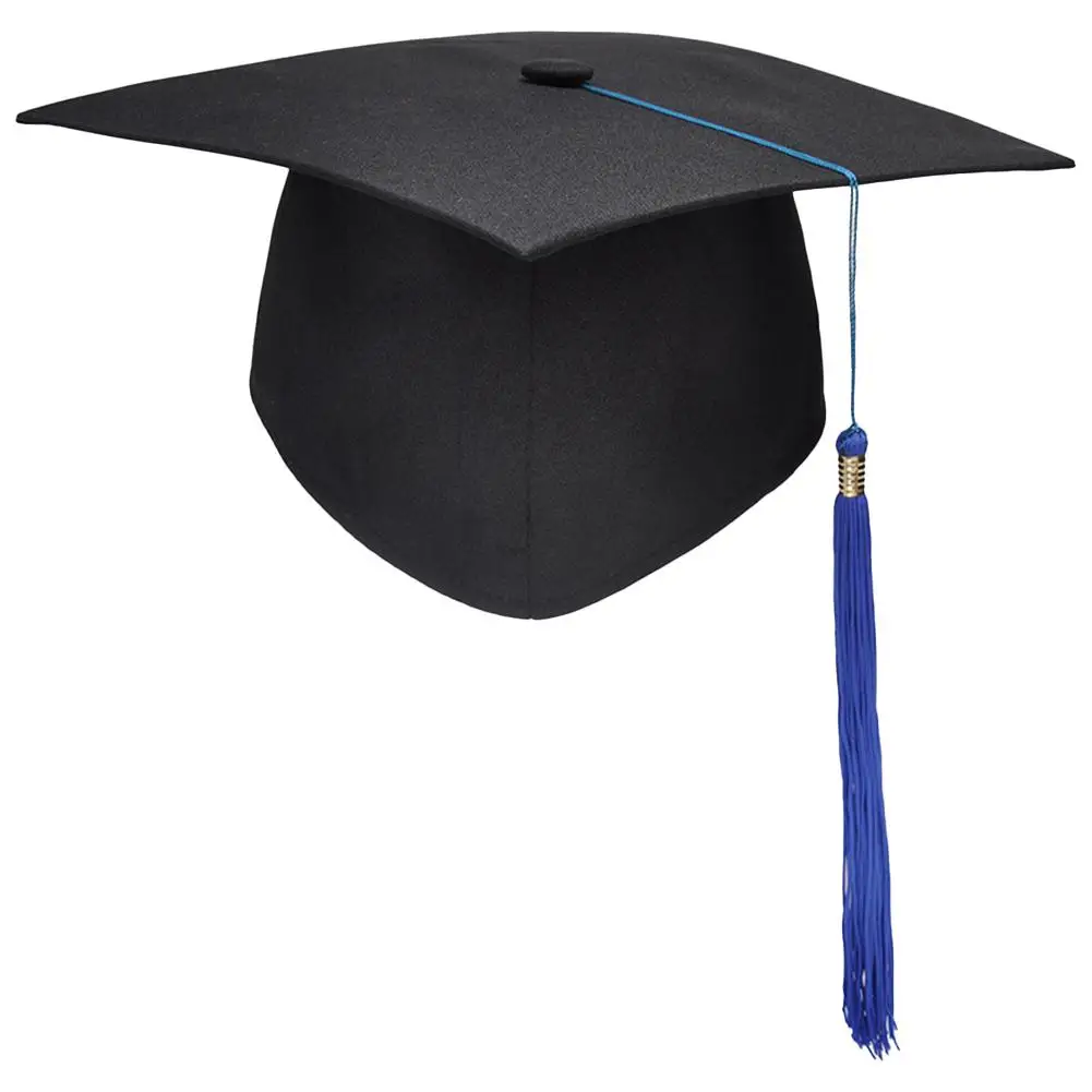 NEUER Abschlusshut, schwarze Bachelor-Kappen für Erwachsene mit Quasten, Universitätsmeister, Glückwunsch, Abschlussfeier, Dekorationszubehör – Detail 3