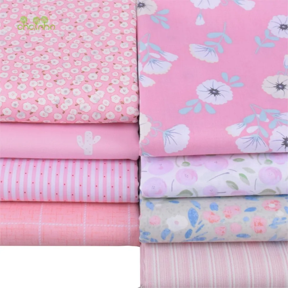 Chainho,Printed Twill Weave Cotton Fabric,DIY Sewing Quilting Material,Patchwork Cloth,8 Designs Floral Series,2 Sizes,15C324