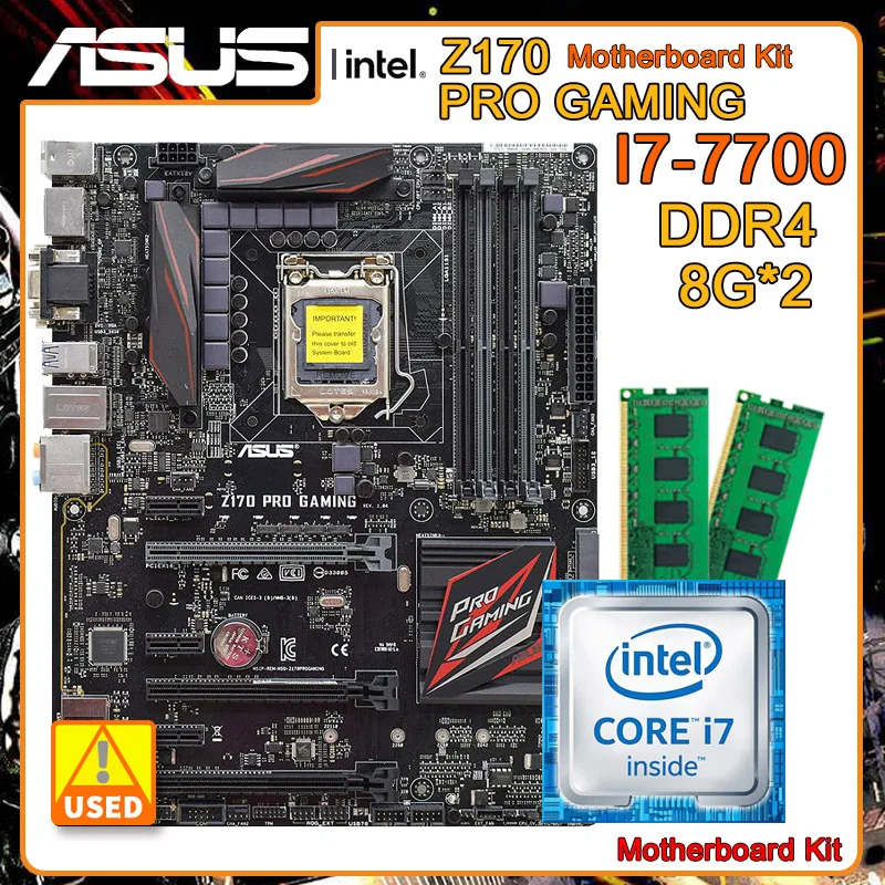 

Комплект материнской платы LGA 1151 с Core I7 7700 и 2x DDR4 8 ГБ ОЗУ ASUS Z170 PRO GAMING intel Z170 USB3.1 M.2 PCI-E 3,0 ATX