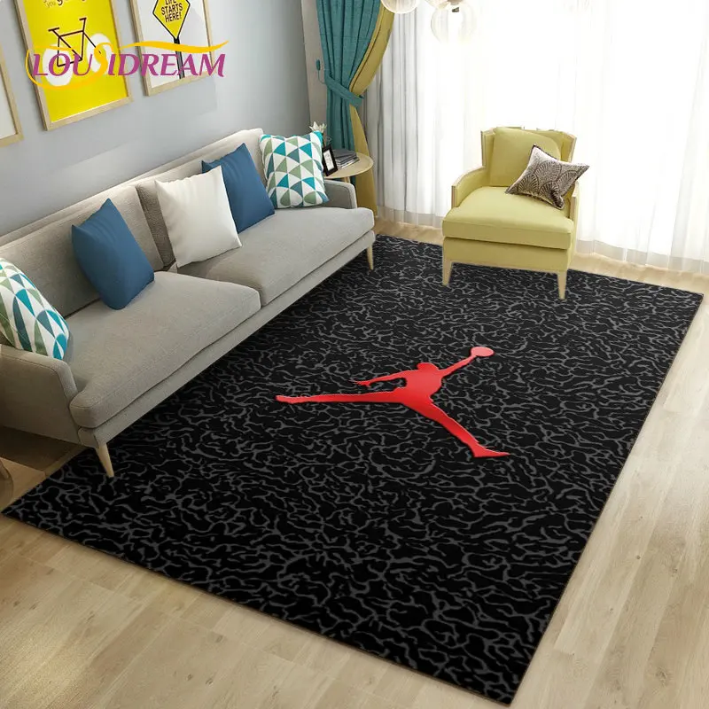 3D Basketball Area Rug Large,Carpet Rug for Living Room Bedroom Sofa Doormat Kitchen Decoration,Kid Play Game Non-slip Floor Mat