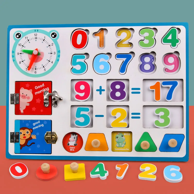 

Children's Montessori Busy Board Wooden Toys Mathematical Graphics Cognition Early Education Puzzle Kindergarten Games 3-6 Years