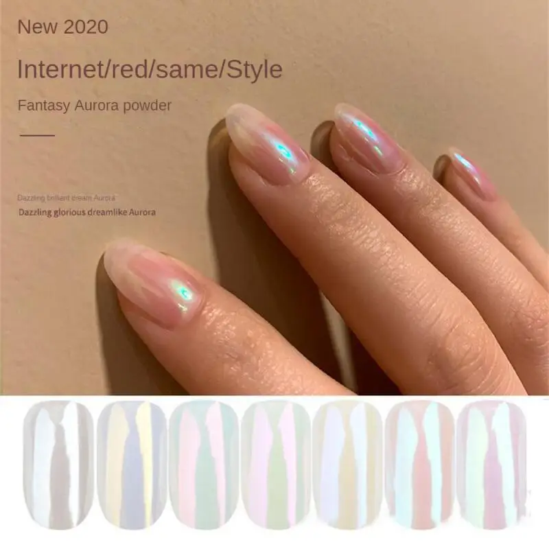 Shell Pearl Nail Powder Pigment Mirror White Sfregamento On Nail Glitter Dust Chrome Aurora Manicure Holographic Nail Art Decoration